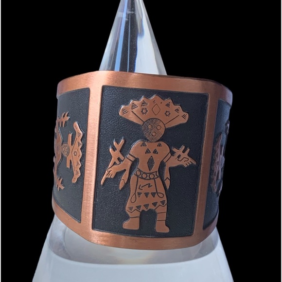 Native American Pueblo Kachina Spirit Dancer Solid Copper Cuff Bracelet Jewelry - Picture 2 of 10